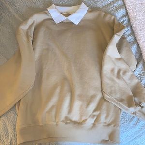 collared oversized crew neck